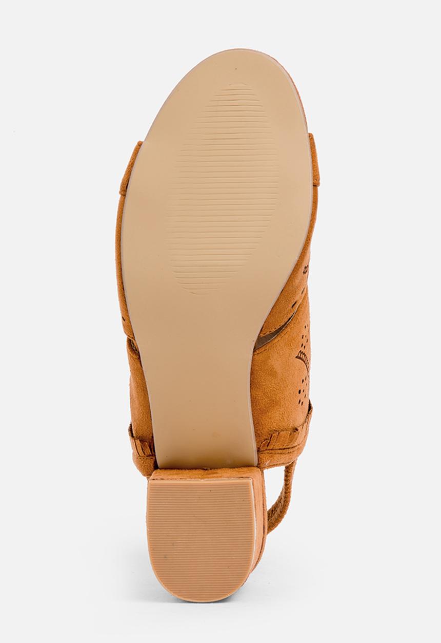 Jada - Laser cut detail heels - tan 