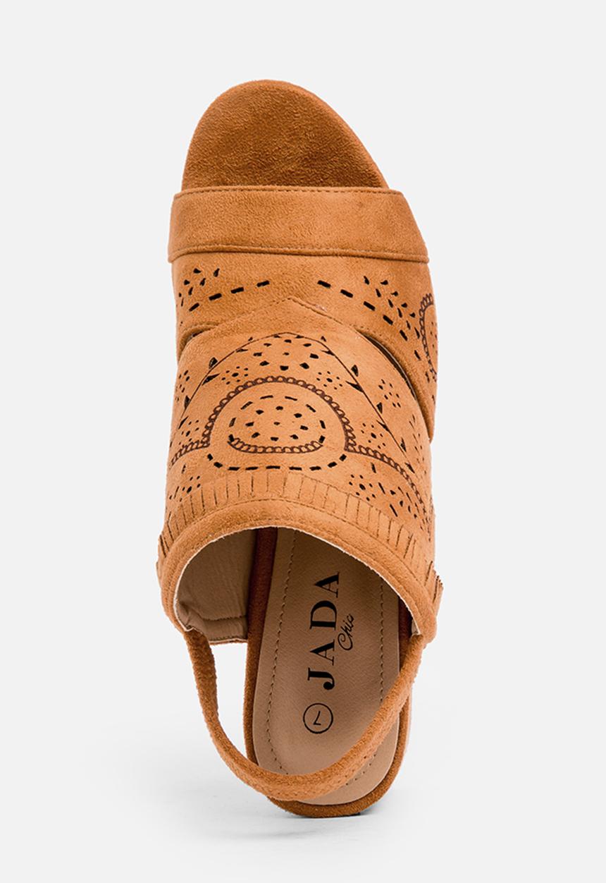 Jada - Laser cut detail heels - tan 