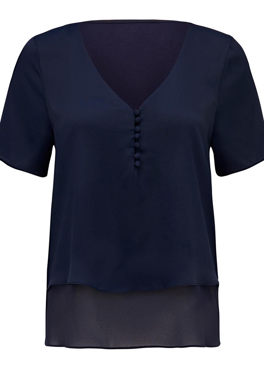 Forever New (Spree) - Aria Self Covered Button Essential Top Navy