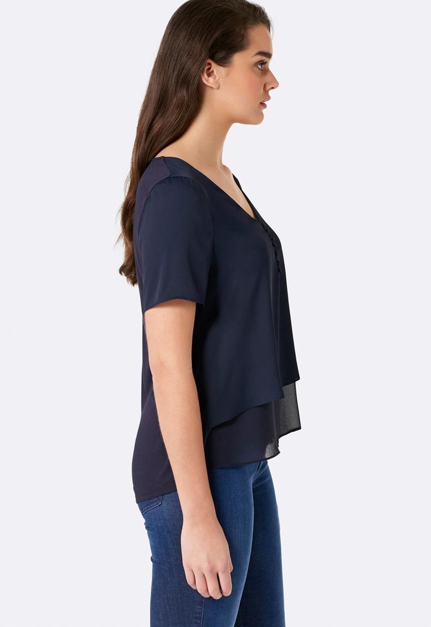 Forever New (Spree) - Aria Self Covered Button Essential Top Navy