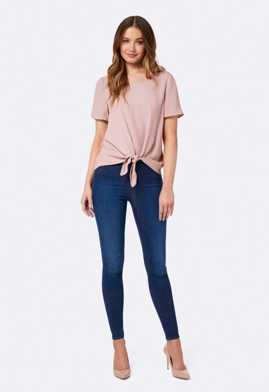 Forever New (Spree) - Tilly Tie Front Tee Pale Pink