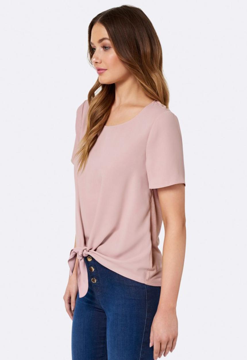 Forever New (Spree) - Tilly Tie Front Tee Pale Pink