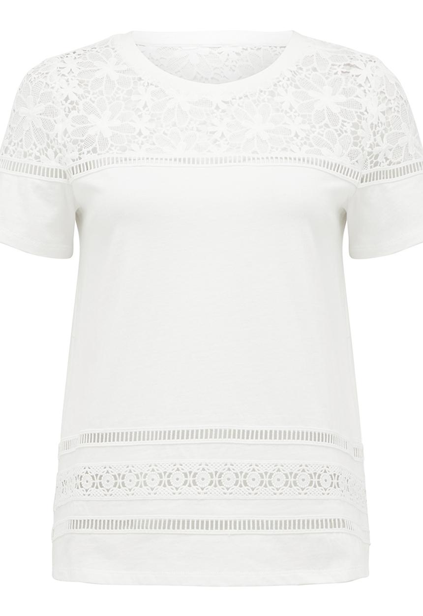 Forever New (Spree) - Gisele Lace Trim Tee Off White
