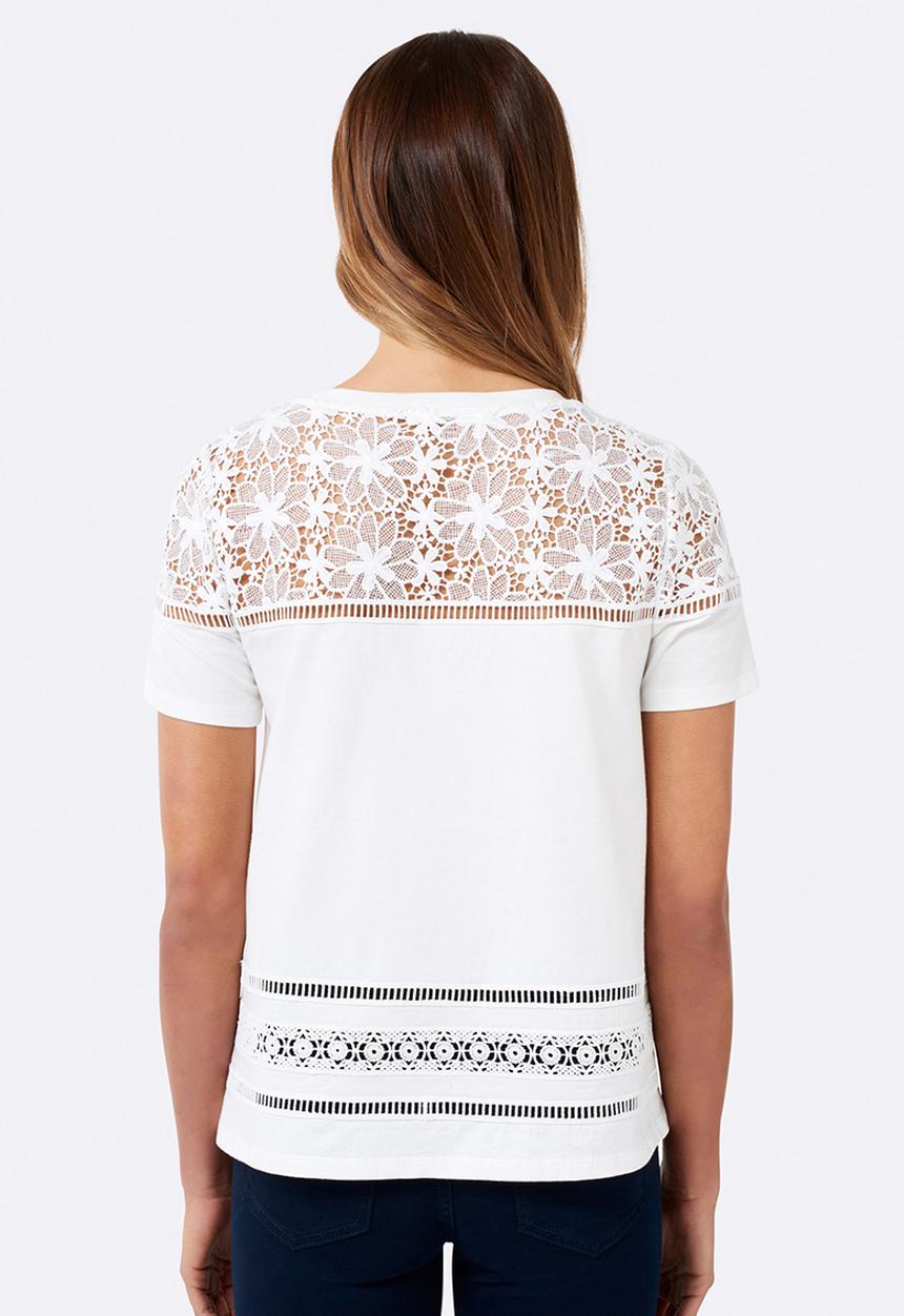 Forever New (Spree) - Gisele Lace Trim Tee Off White