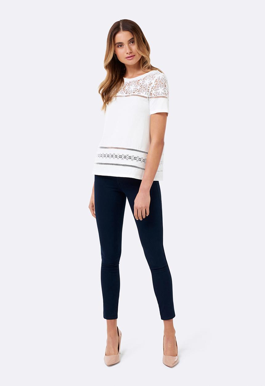 Forever New (Spree) - Gisele Lace Trim Tee Off White