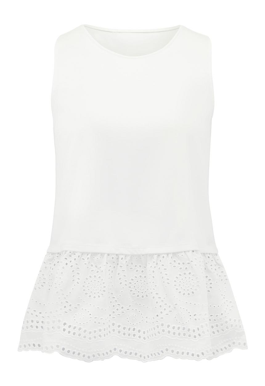 Forever New (Spree) - Teresa Broderie Hem Tank Off White