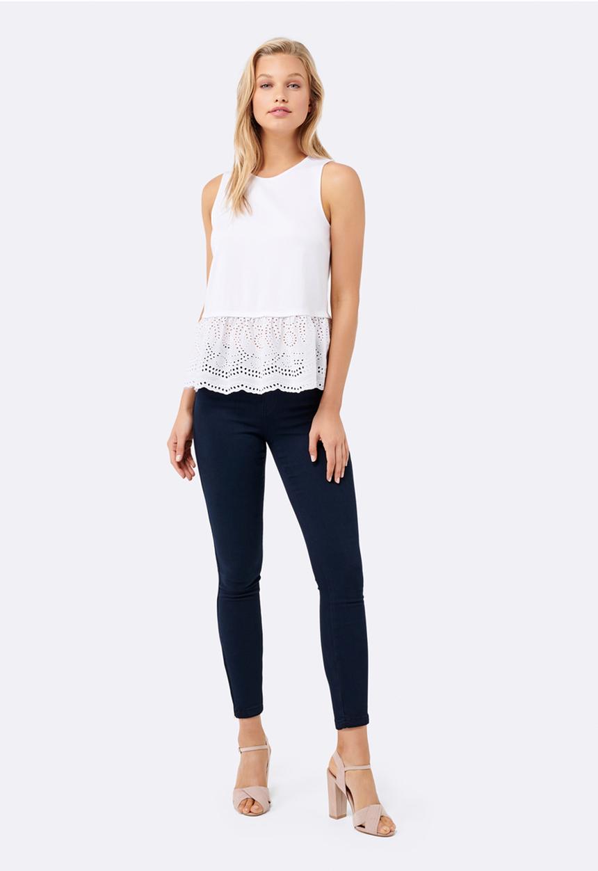 Forever New (Spree) - Teresa Broderie Hem Tank Off White