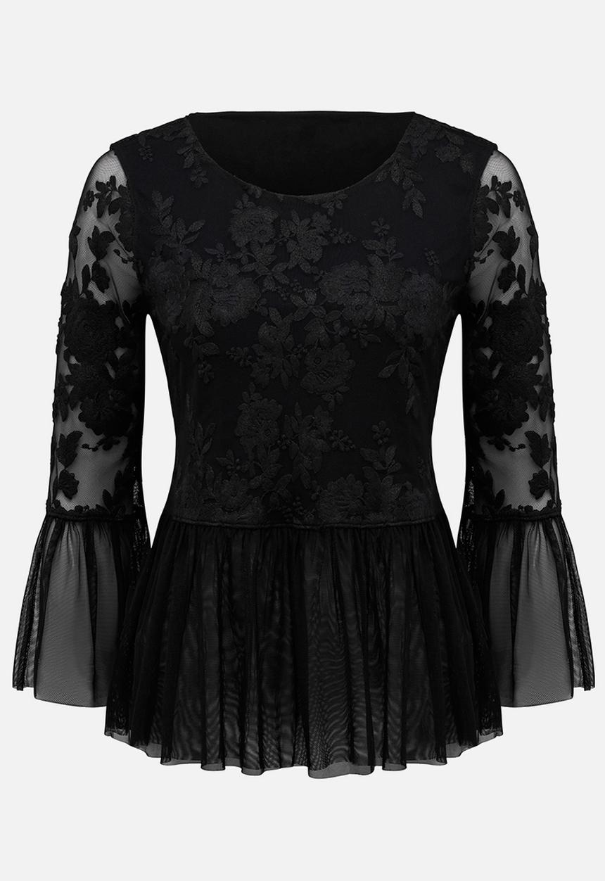 Forever New (Spree) - Tahenna Floral Mesh Top Black