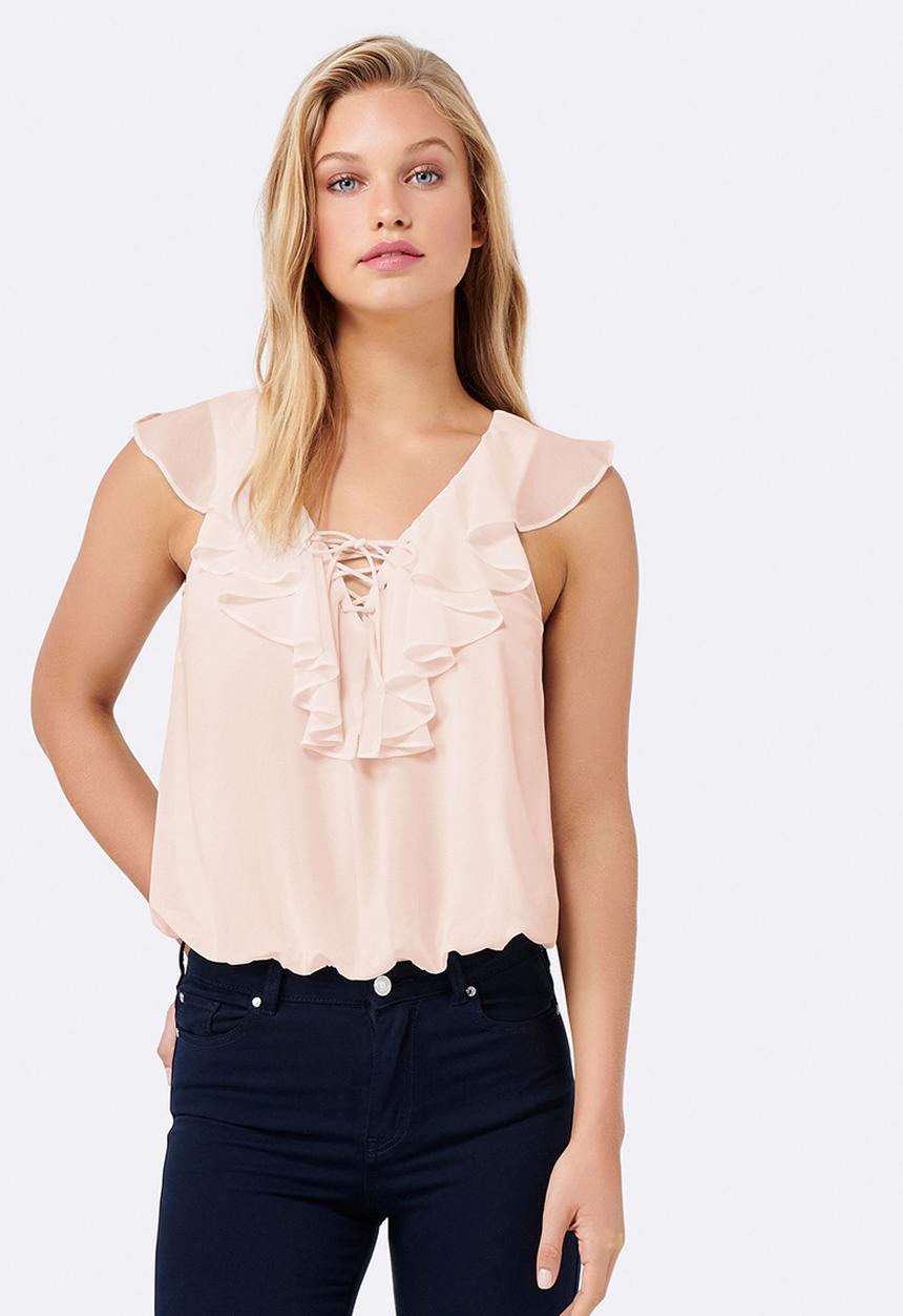 Forever New (Spree) - Rihannon Ruffle Front Bodysuit Pale Pink