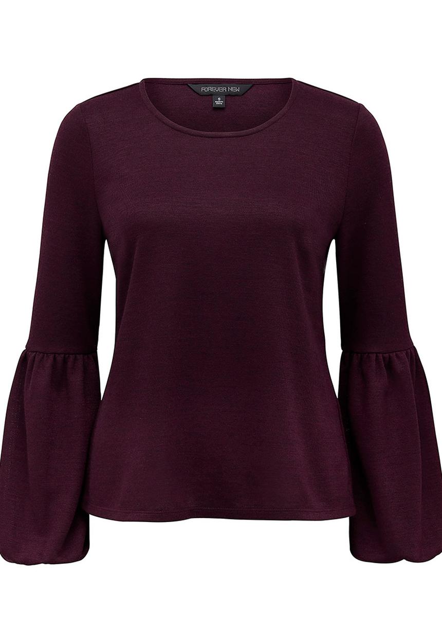 Forever New (Spree) - Tiffany Balloon Sleeve Top Burgundy