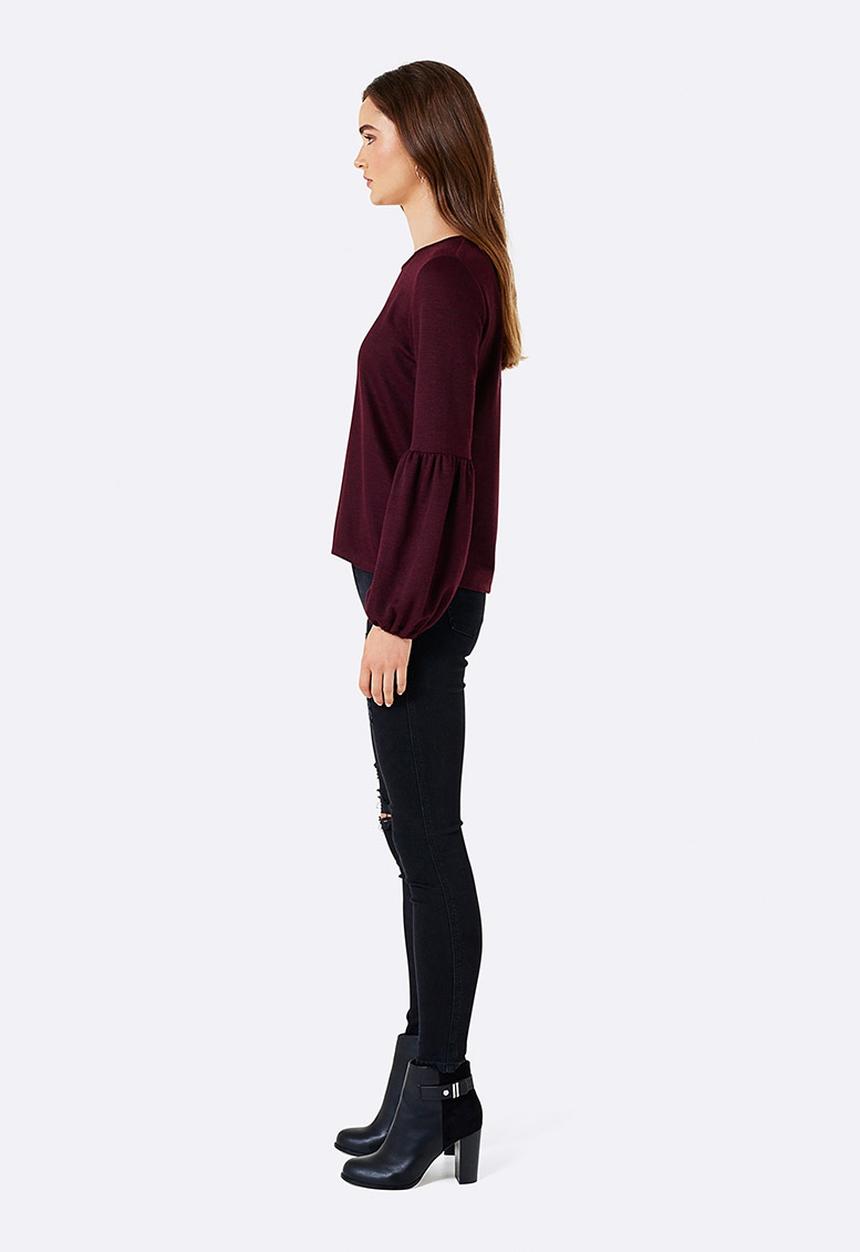 Forever New (Spree) - Tiffany Balloon Sleeve Top Burgundy