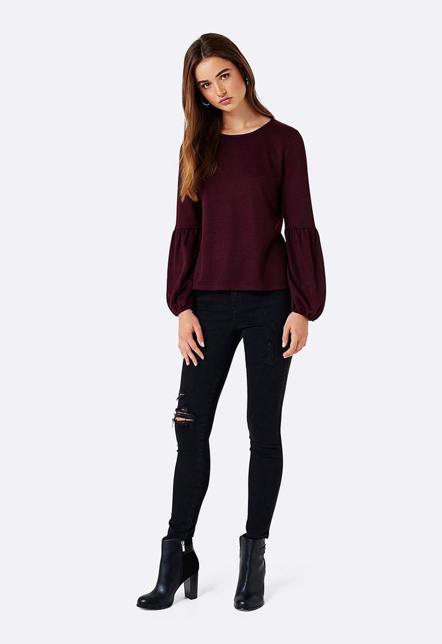 Forever New (Spree) - Tiffany Balloon Sleeve Top Burgundy