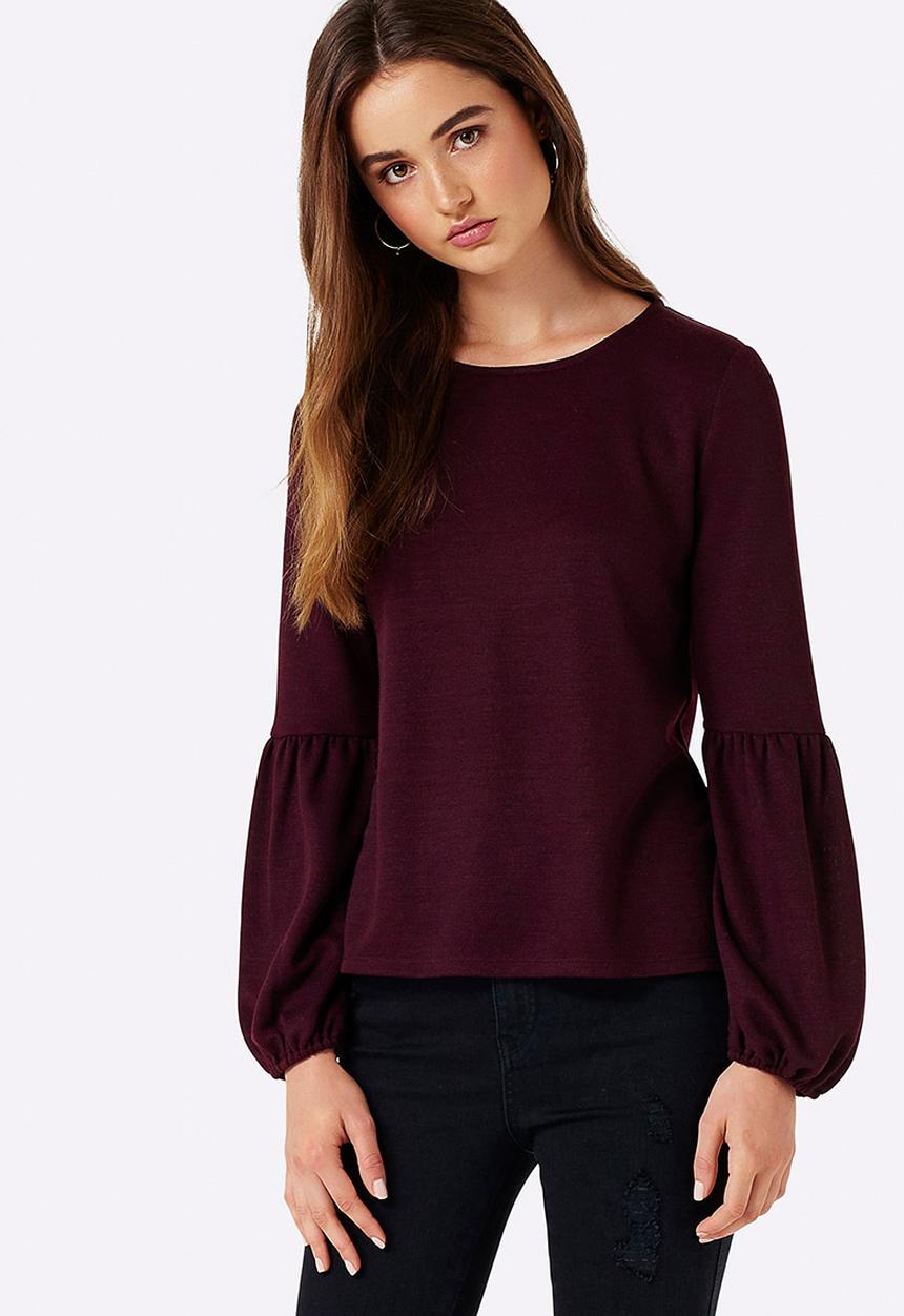 Forever New (Spree) - Tiffany Balloon Sleeve Top Burgundy