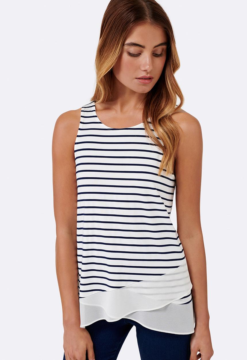 Forever New (Spree) - Annelise Stripe Wrap Tank Top Navy & White