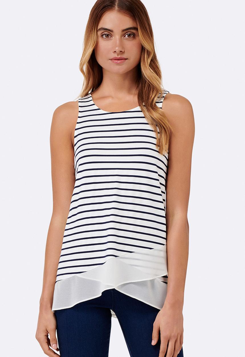 Forever New (Spree) - Annelise Stripe Wrap Tank Top Navy & White
