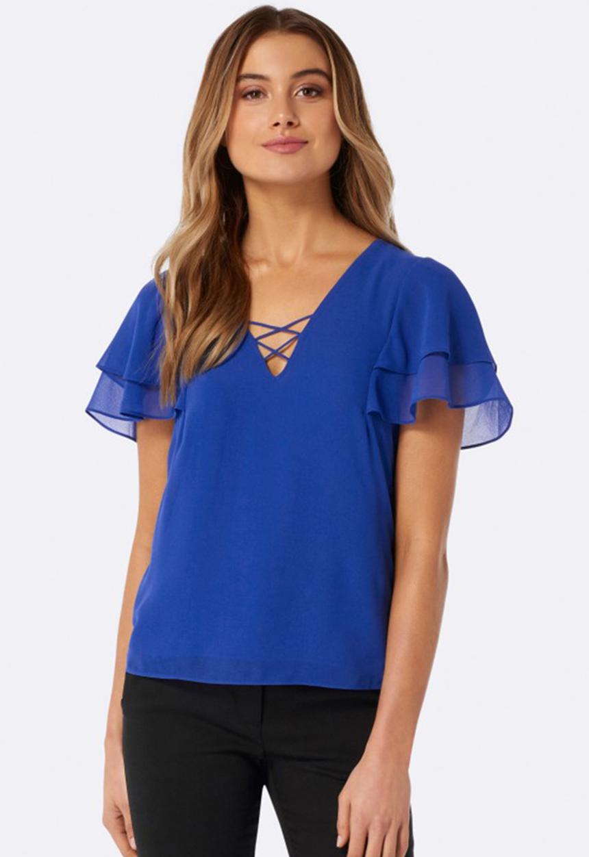 Forever New (Spree) - Sienna Cross Front Essential Top Cobalt