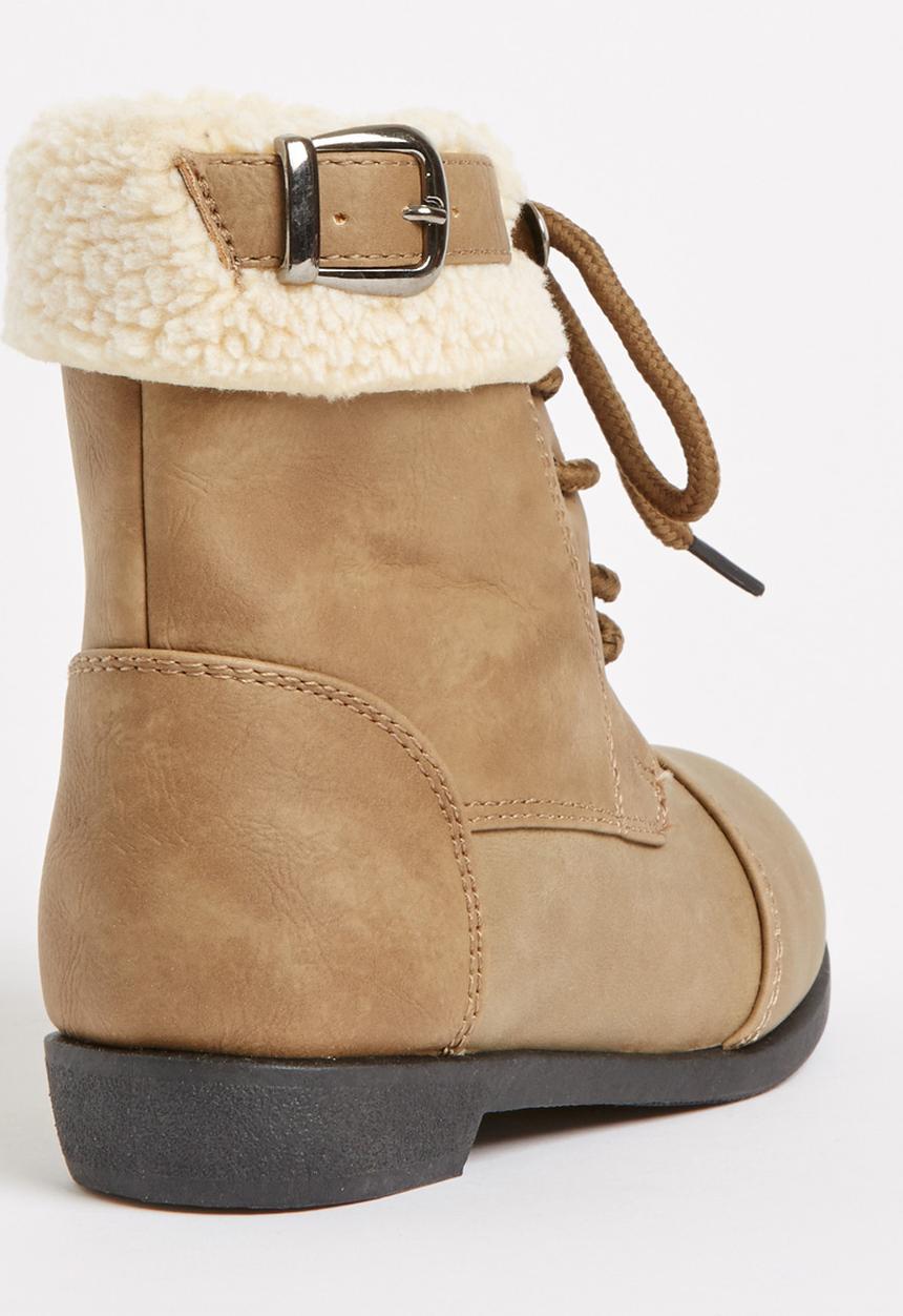 Jumbo - Lace Up Fur Boot Mid Brown