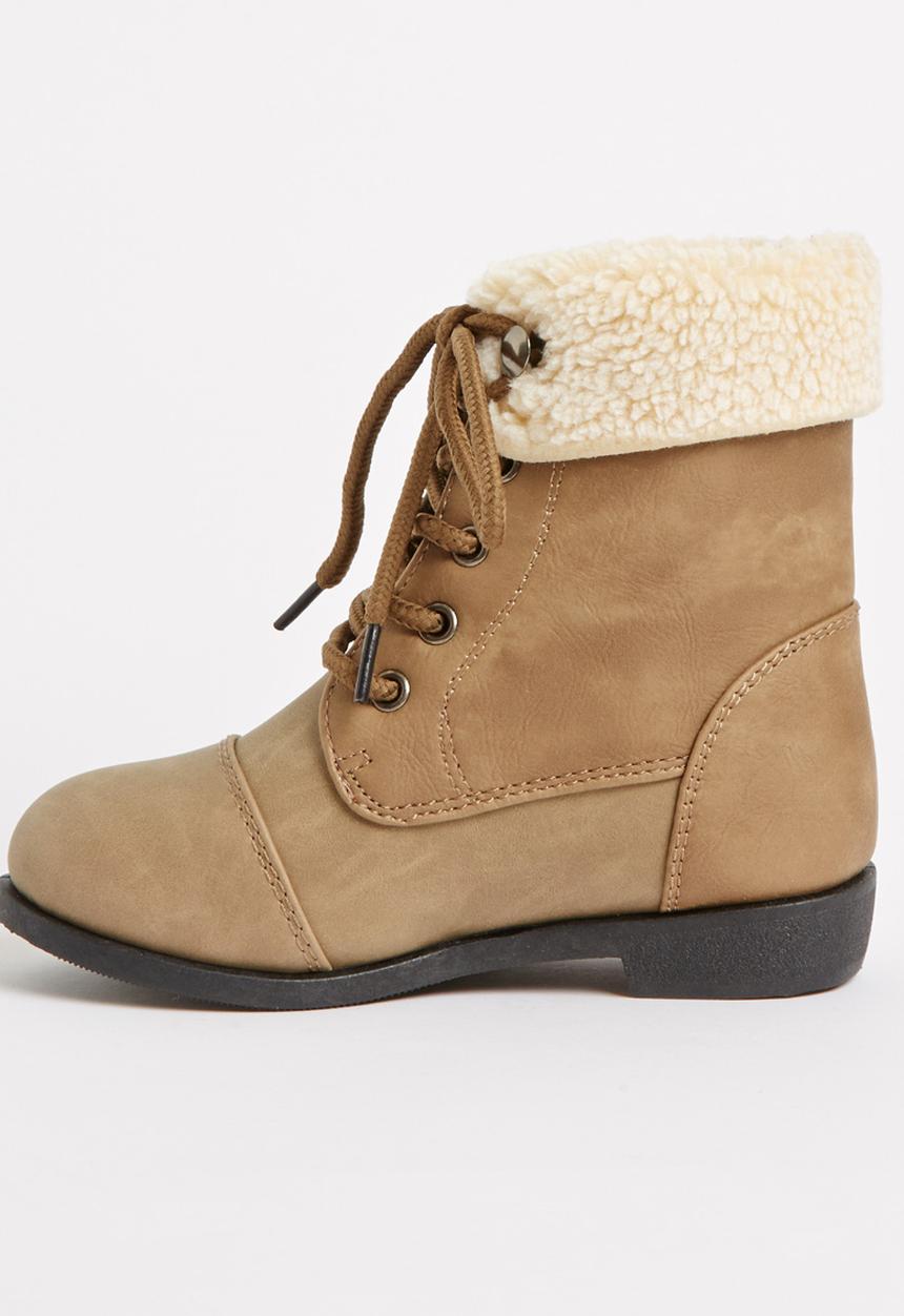 Jumbo - Lace Up Fur Boot Mid Brown