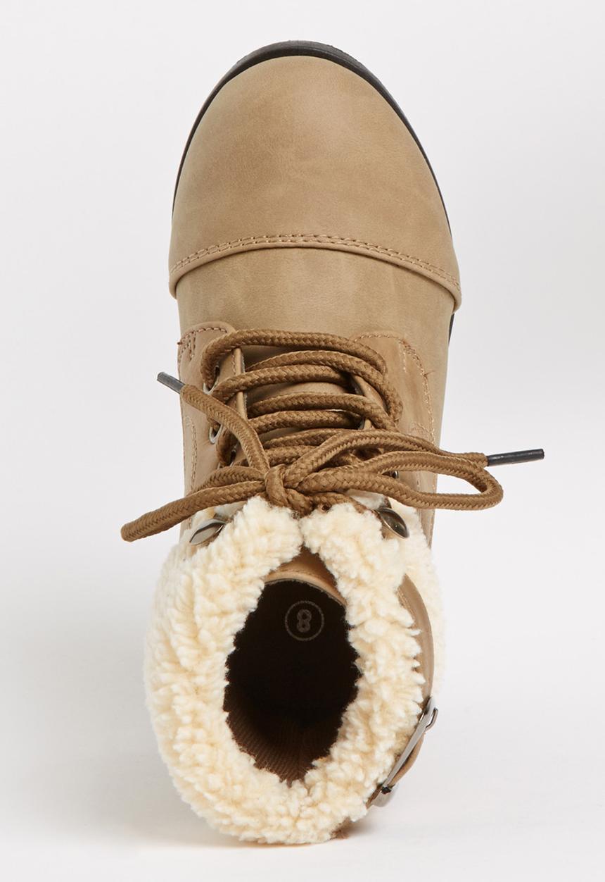 Jumbo - Lace Up Fur Boot Mid Brown