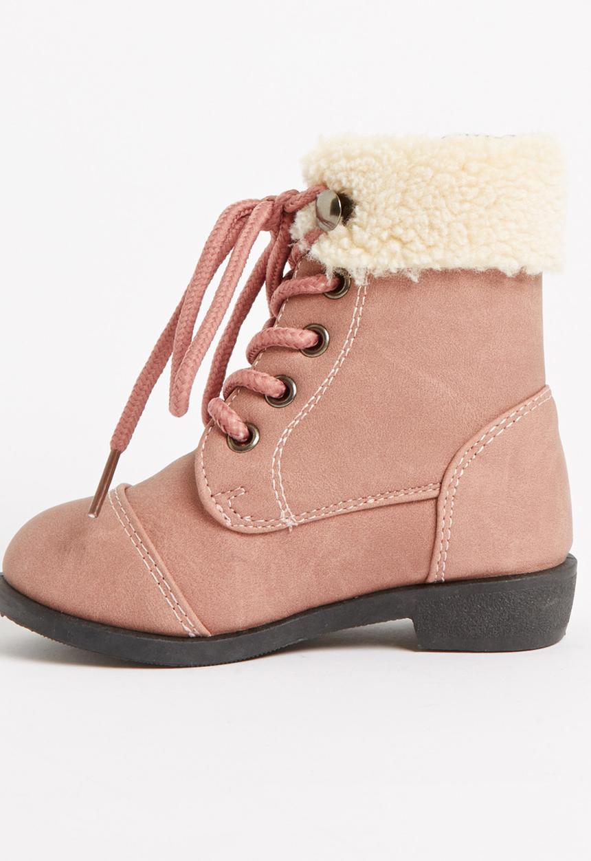 Jumbo - Lace Up Fur Boot Mid Pink