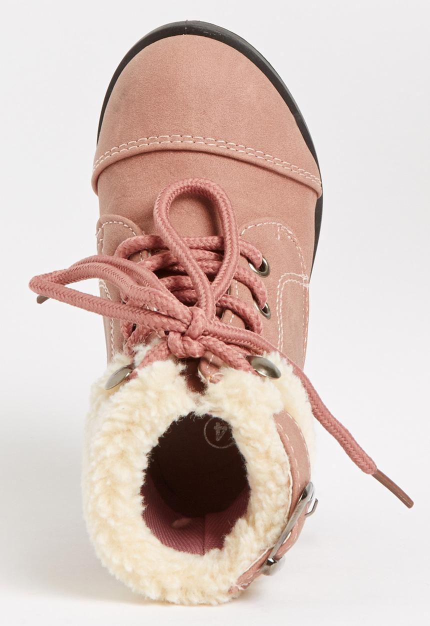 Jumbo - Lace Up Fur Boot Mid Pink