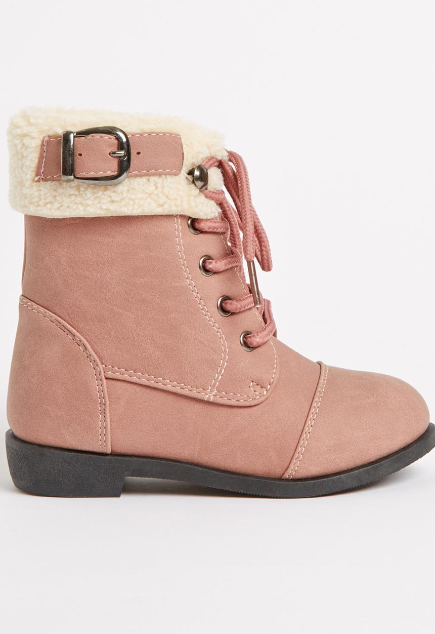 Jumbo - Lace Up Fur Boot Mid Pink