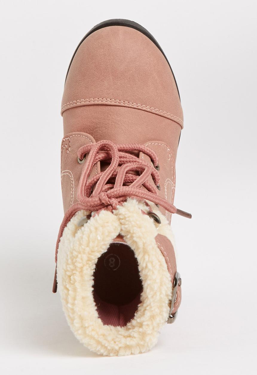 Jumbo - Lace Up Fur Boot Mid Pink