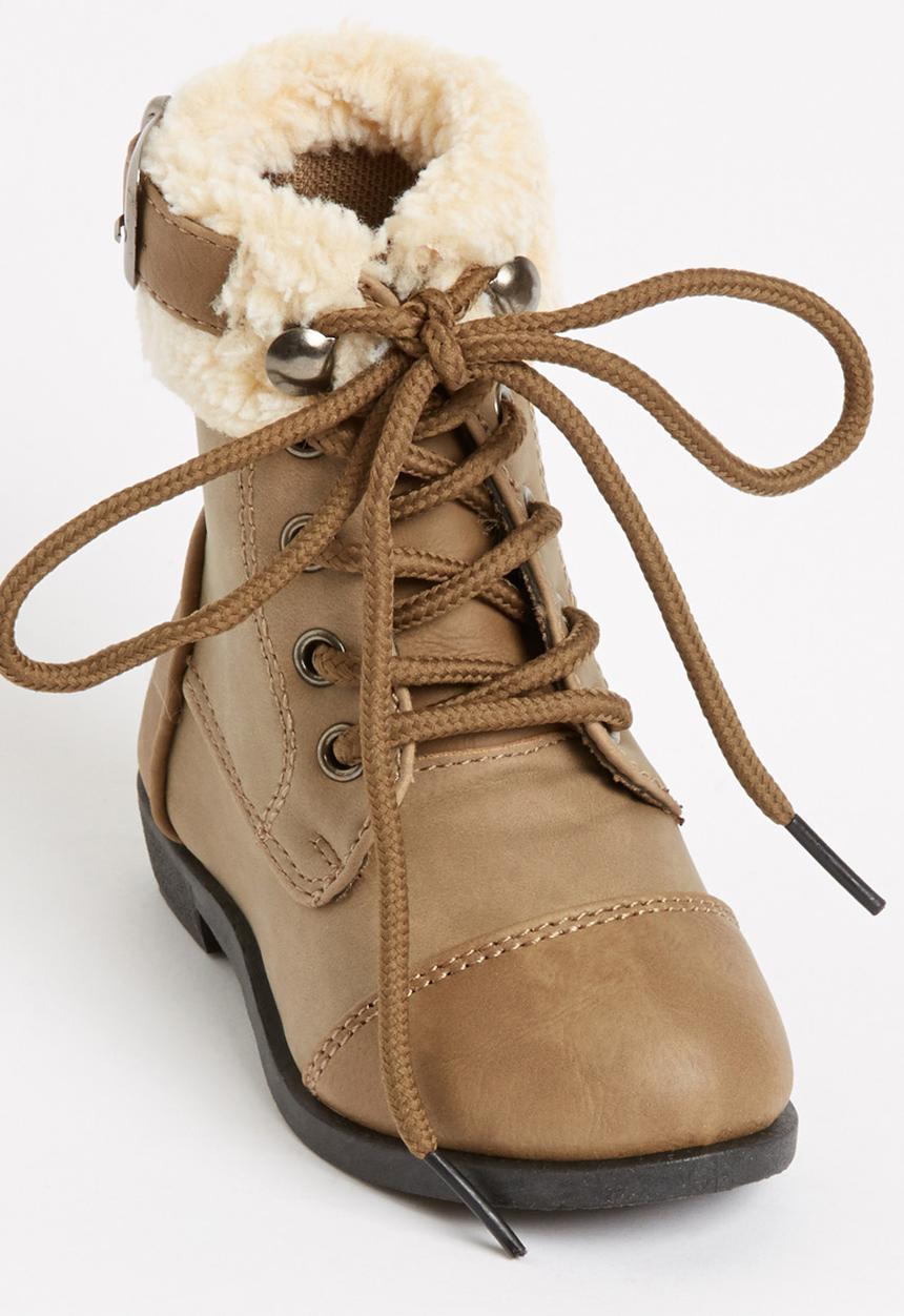 Jumbo - Lace Up Fur Boot Mid Brown