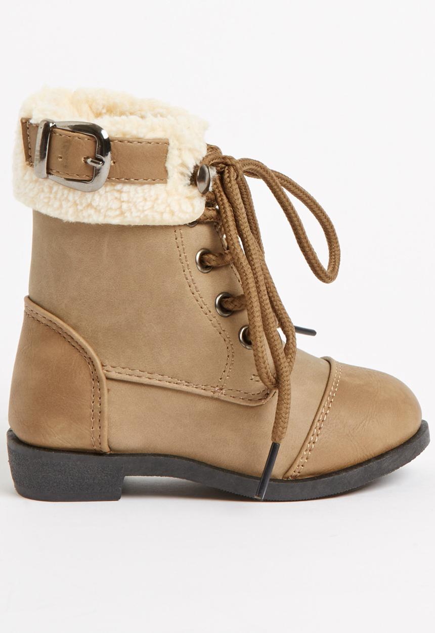 Jumbo - Lace Up Fur Boot Mid Brown
