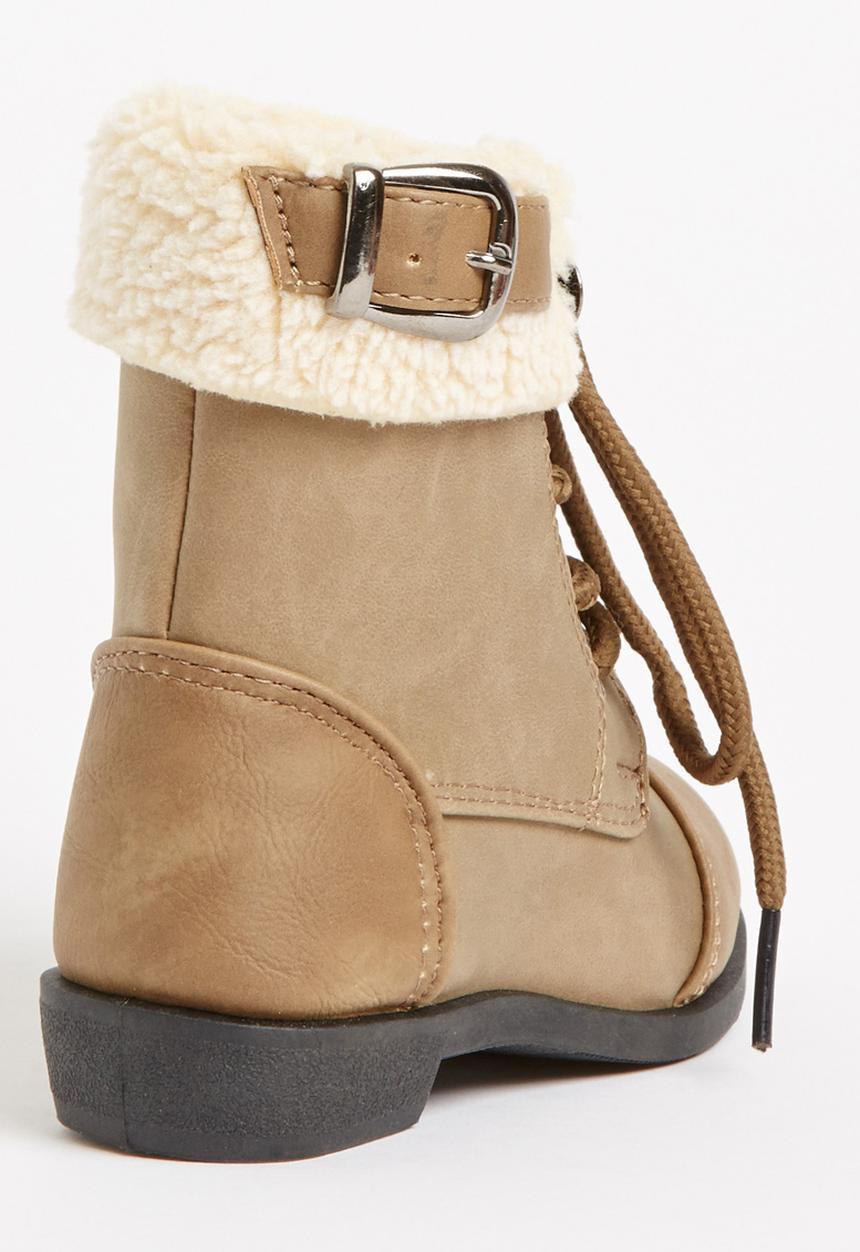 Jumbo - Lace Up Fur Boot Mid Brown