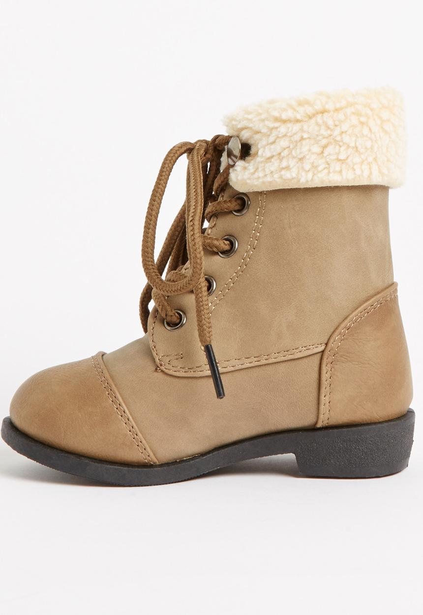 Jumbo - Lace Up Fur Boot Mid Brown