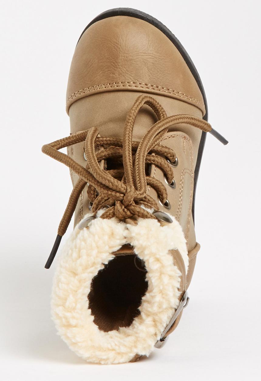 Jumbo - Lace Up Fur Boot Mid Brown