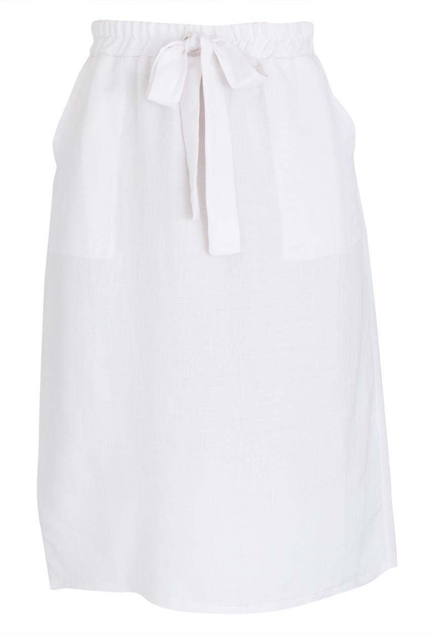 edit - Linen Blend Utility Skirt White