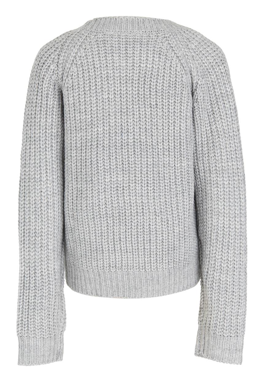 See-Saw - Chunky Knit with Flower Embroidery Grey