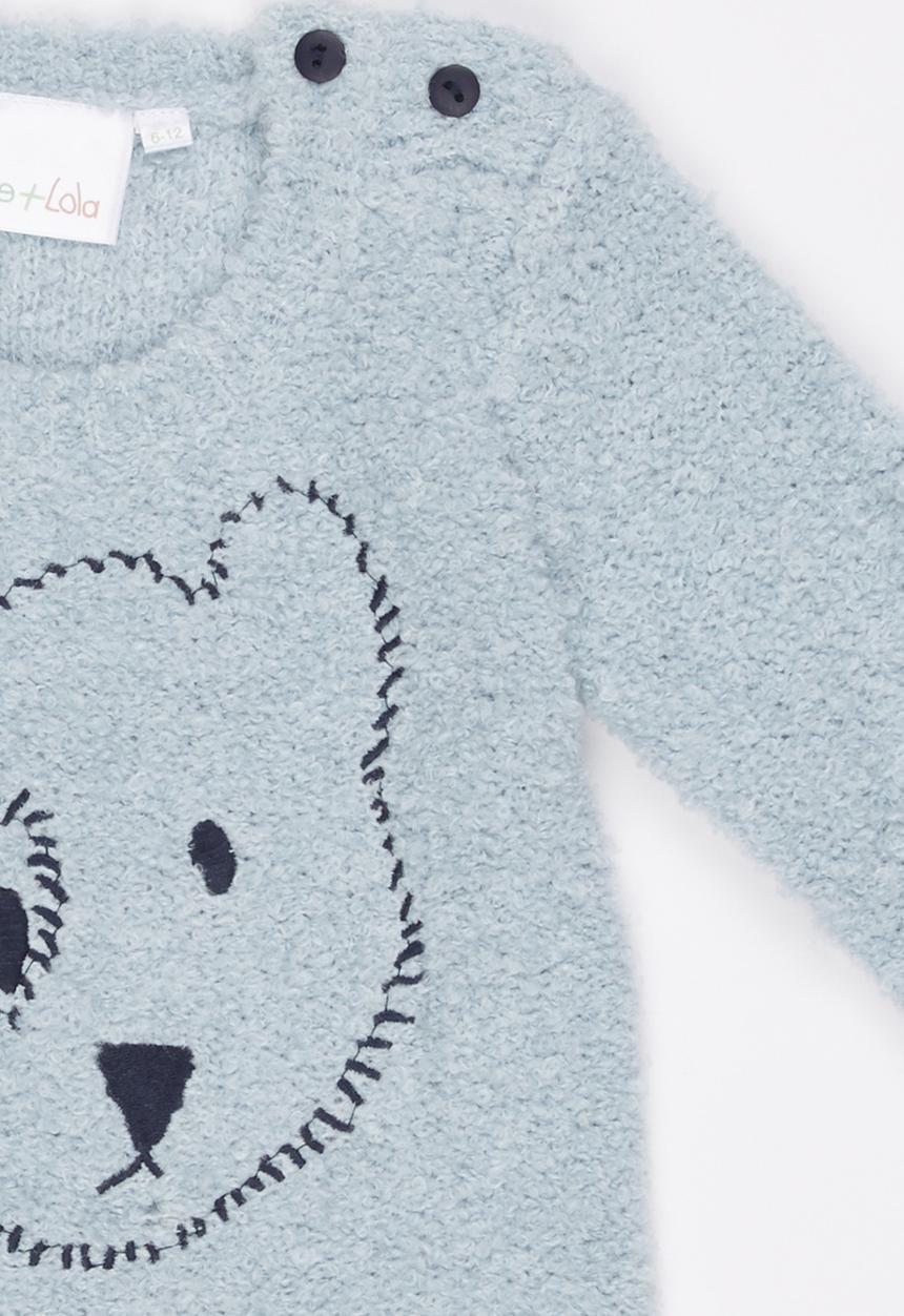 Luke & Lola - Boys Bear Fluffy Knit Pale Blue
