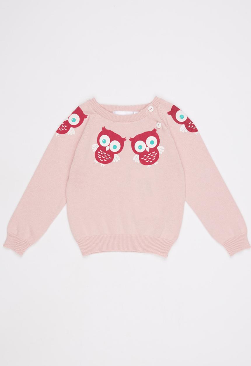 Luke & Lola - Owl Knit Pale Pink
