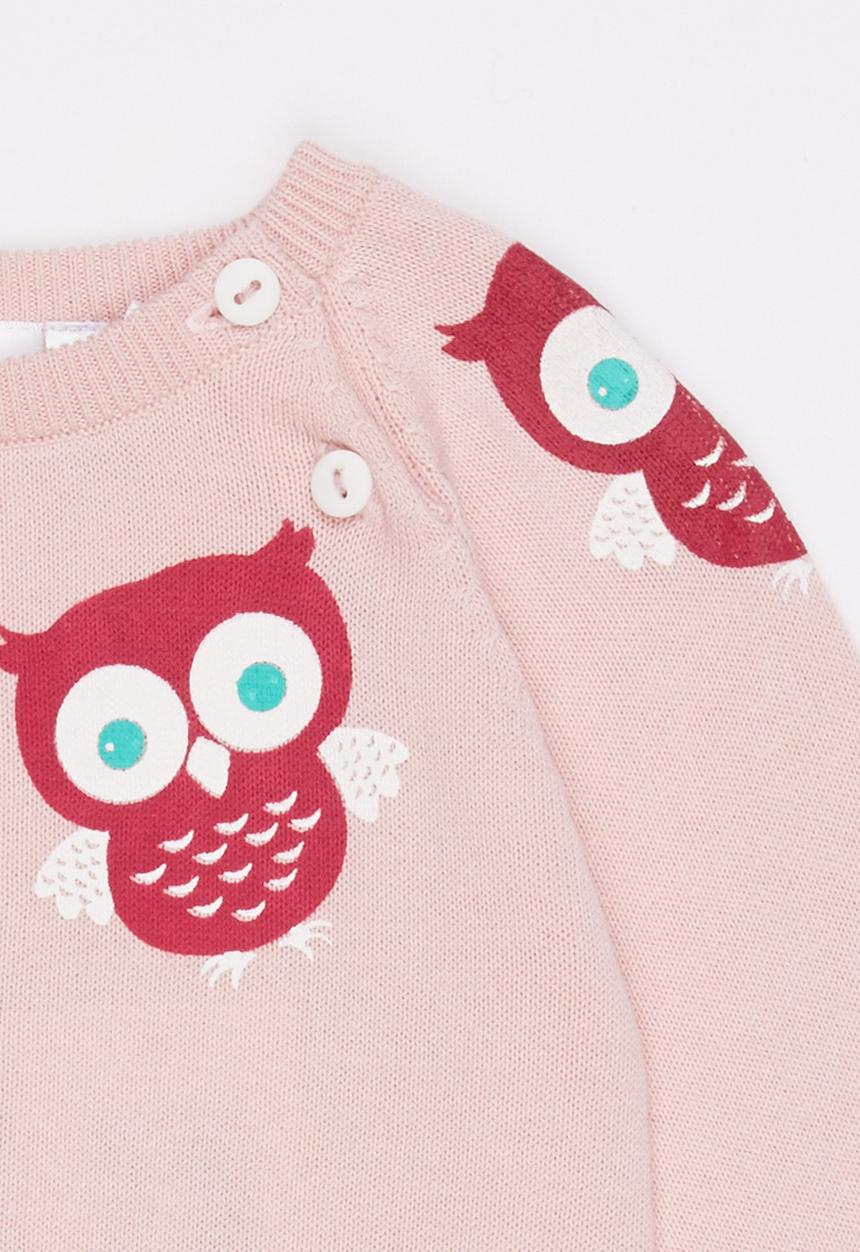 Luke & Lola - Owl Knit Pale Pink