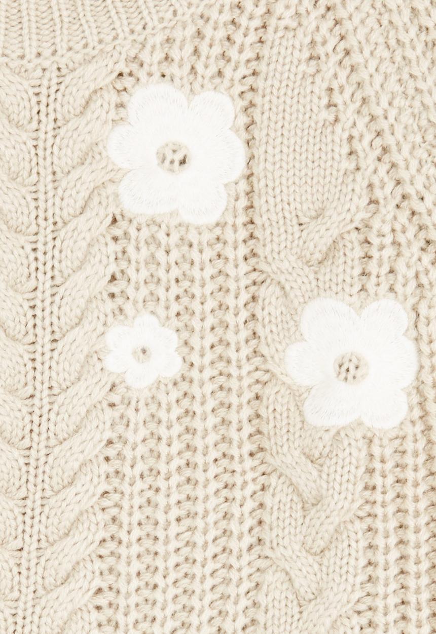 See-Saw - Chunky Knit with Flower Embroidery Stone