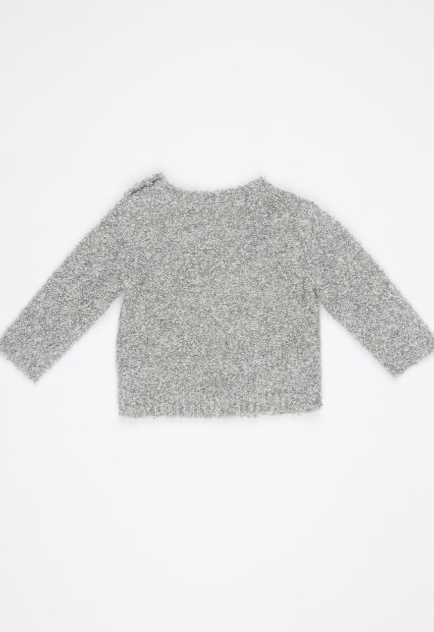 Luke & Lola - Boys Bear Fluffy Knit Pale Grey