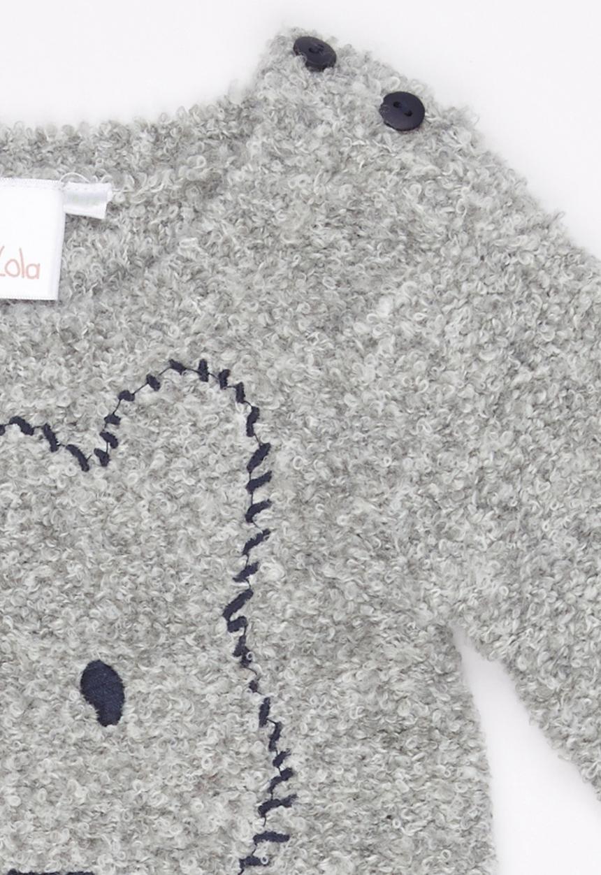 Luke & Lola - Boys Bear Fluffy Knit Pale Grey