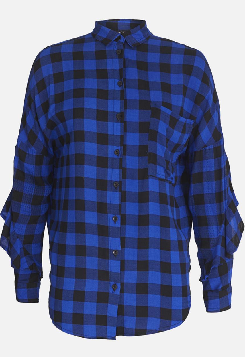 c(inch) - Frill Detail Shirt Mid Blue