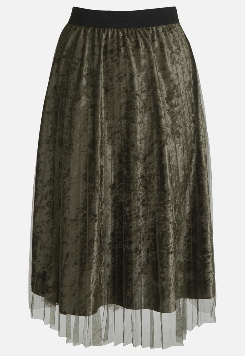 STYLE REPUBLIC - Mesh Overlay Skirt Dark Green