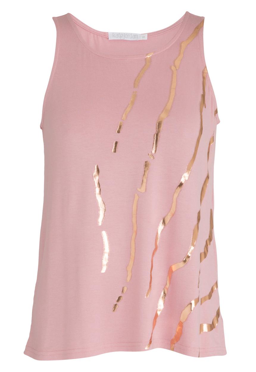 Kate Jordan - Rose Gold Print Vest Pale Pink