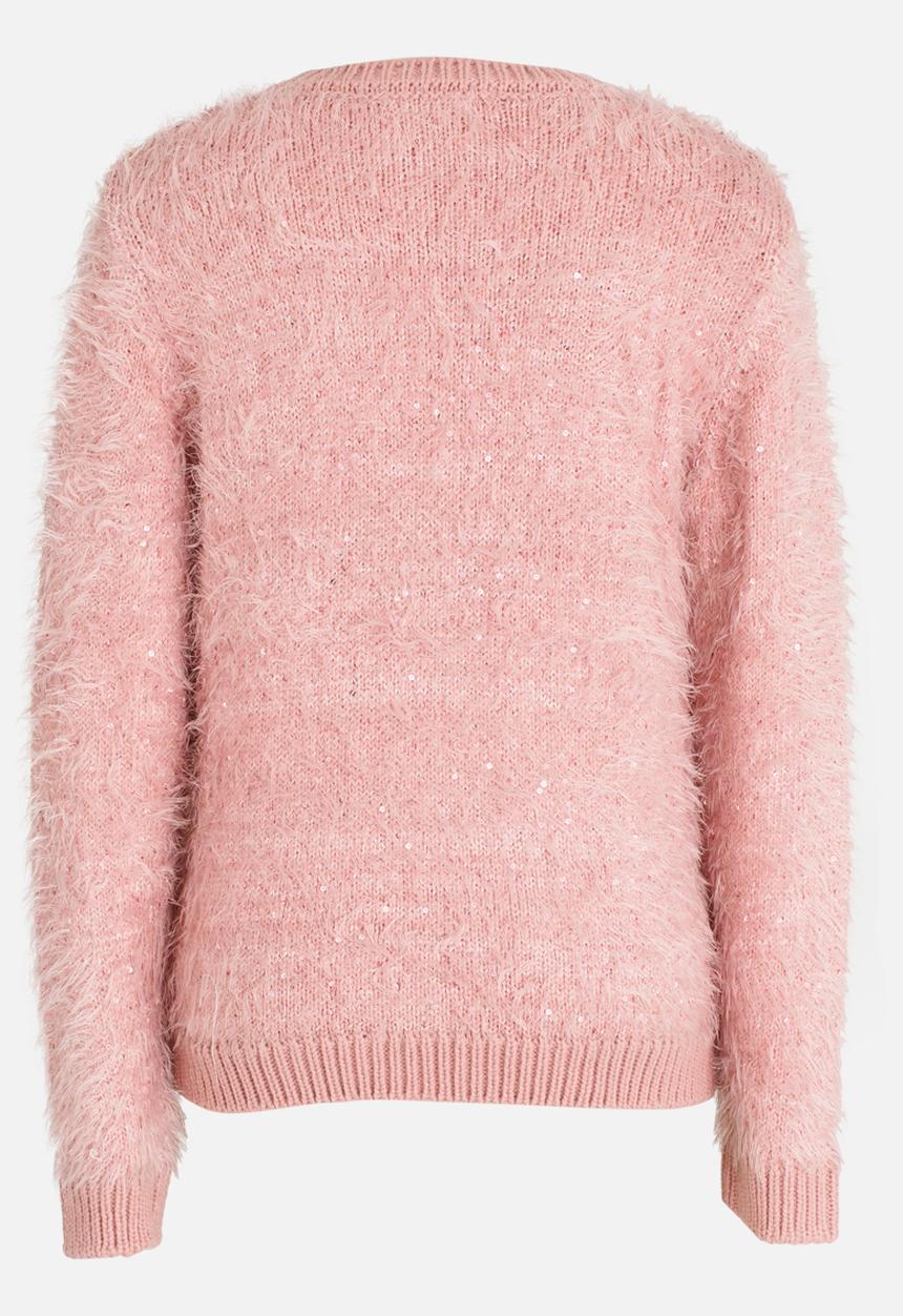 MINOTI - Sequin Fluffy Knit Bomber Jacket Pale Pink