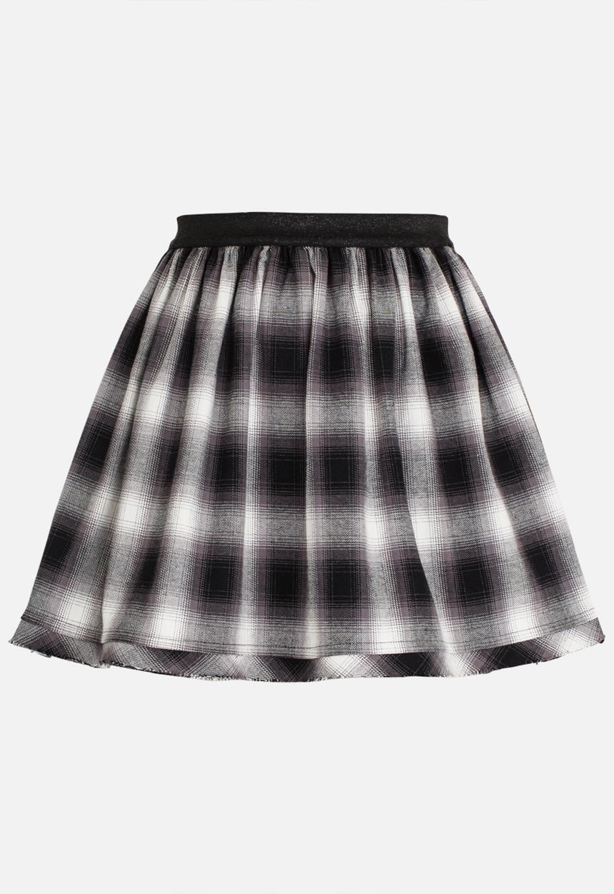 MINOTI - Plaid Skirt with Raw Hem Grey