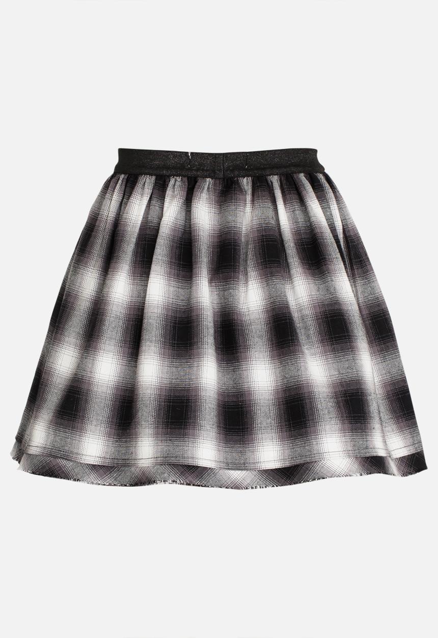 MINOTI - Plaid Skirt with Raw Hem Grey