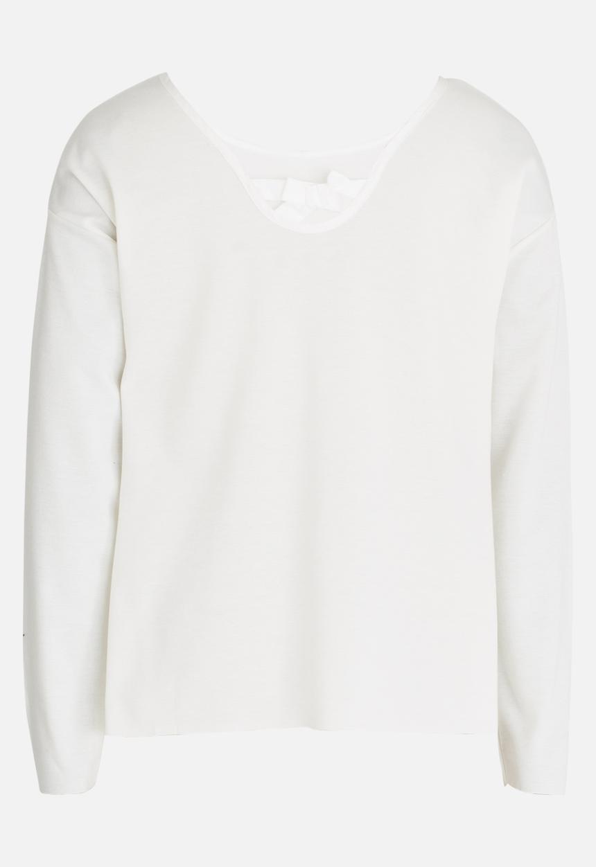 MINOTI - Raw Edge Top with Back Satin Bow Off White