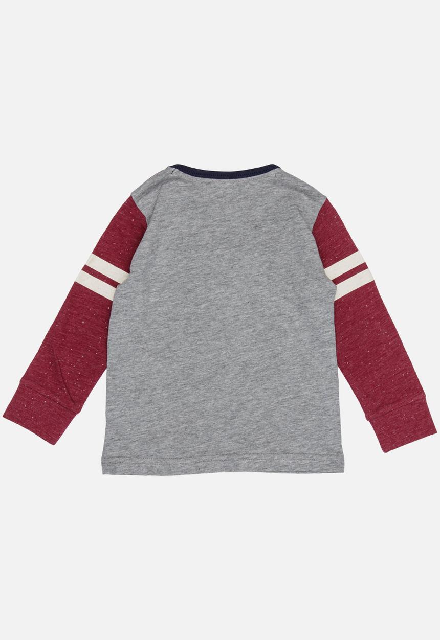 MINOTI - Printed contrast marl T-shirt - grey & maroon