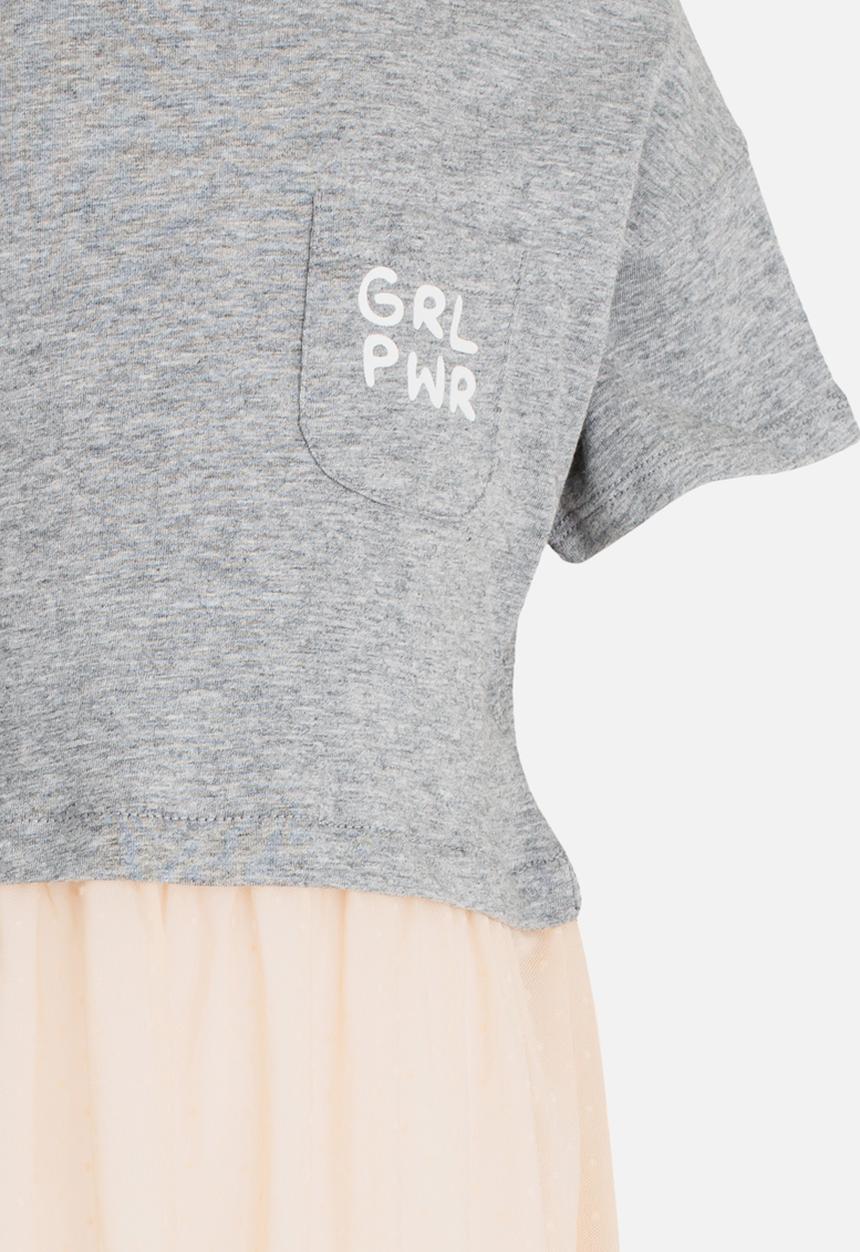 MINOTI - Shimmer Colour Block Frilled Hem Tee Grey