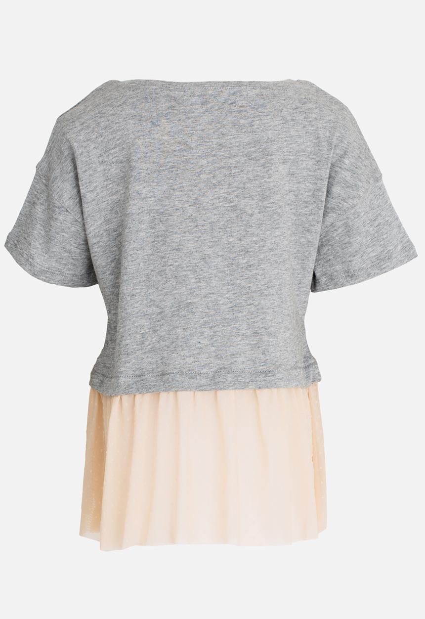 MINOTI - Shimmer Colour Block Frilled Hem Tee Grey